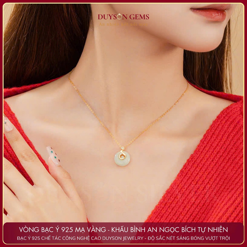 Dây chuyền 12 con giáp bạc 925 mạ vàng 18k Mix đồng điếu khấu bình an Ngọc bích Hòa Điền Duyson Gems | BigBuy360 - bigbuy360.vn