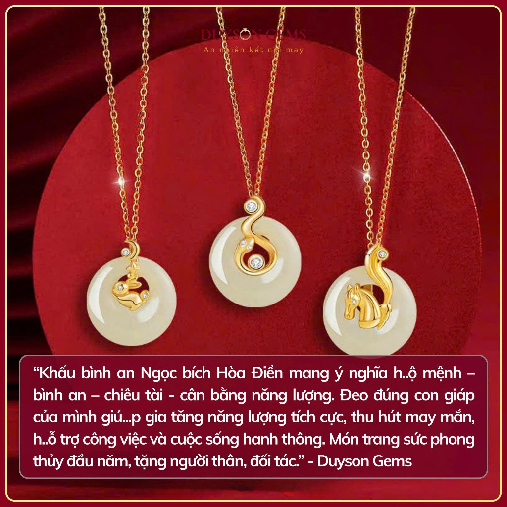 Dây chuyền 12 con giáp bạc 925 mạ vàng 18k Mix đồng điếu khấu bình an Ngọc bích Hòa Điền Duyson Gems | BigBuy360 - bigbuy360.vn