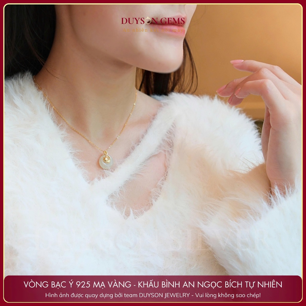 Dây chuyền 12 con giáp bạc 925 mạ vàng 18k Mix đồng điếu khấu bình an Ngọc bích Hòa Điền Duyson Gems | BigBuy360 - bigbuy360.vn