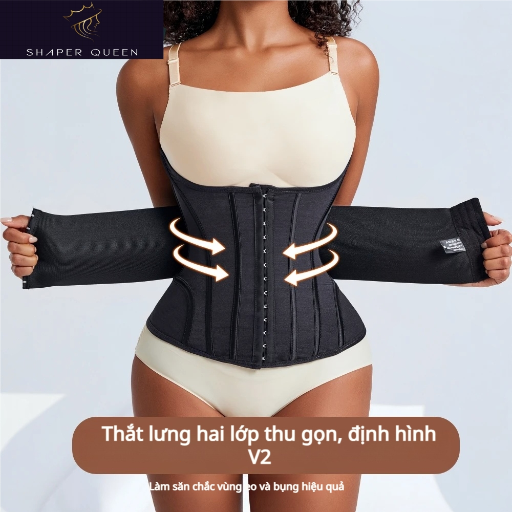 Đai nịt bụng 2 lớp 29cm định hình eo cao cấp – Siết eo, thon gọn vòng 2, giữ dáng đẹp | Shaper Queen