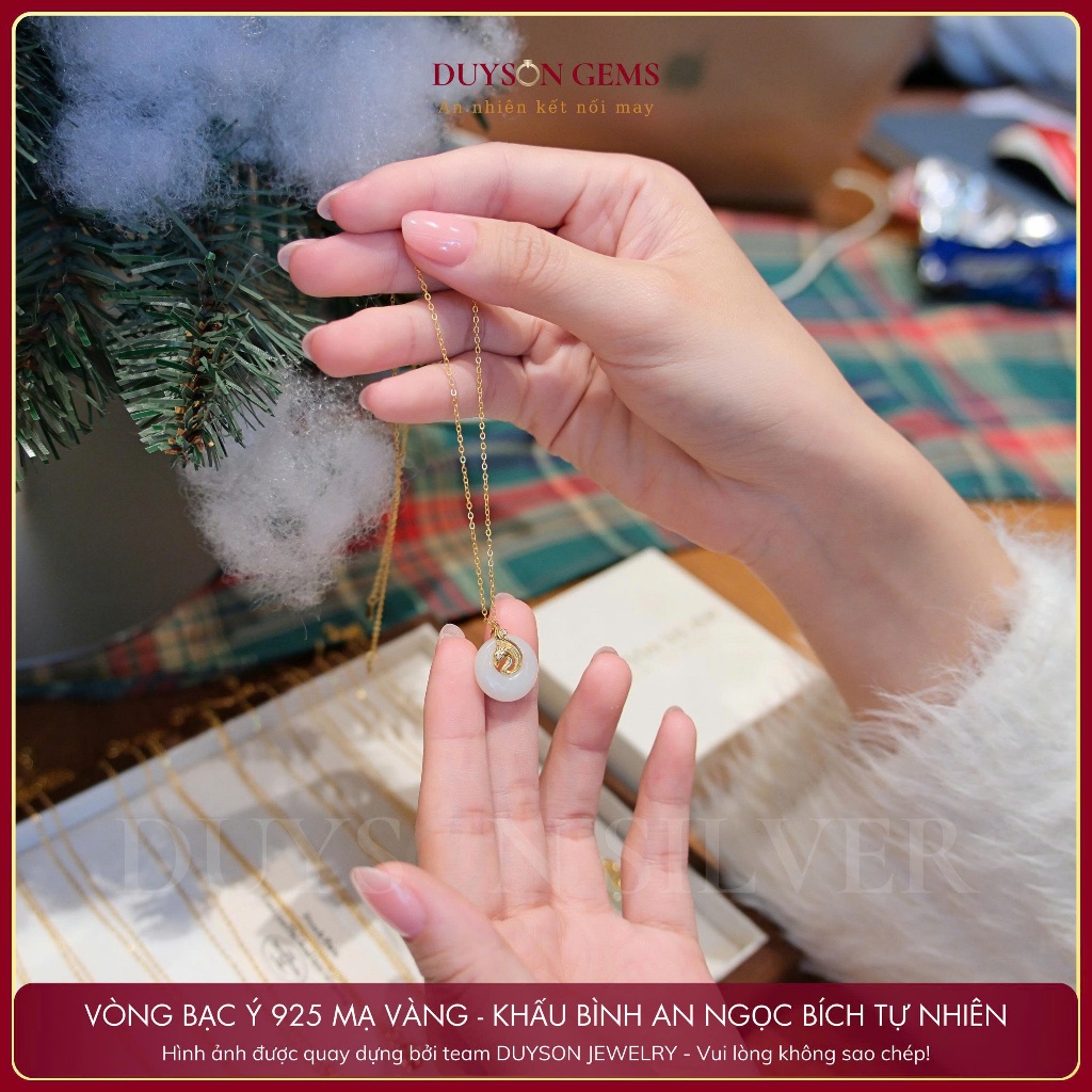 Dây chuyền 12 con giáp bạc 925 mạ vàng 18k Mix đồng điếu khấu bình an Ngọc bích Hòa Điền Duyson Gems | BigBuy360 - bigbuy360.vn