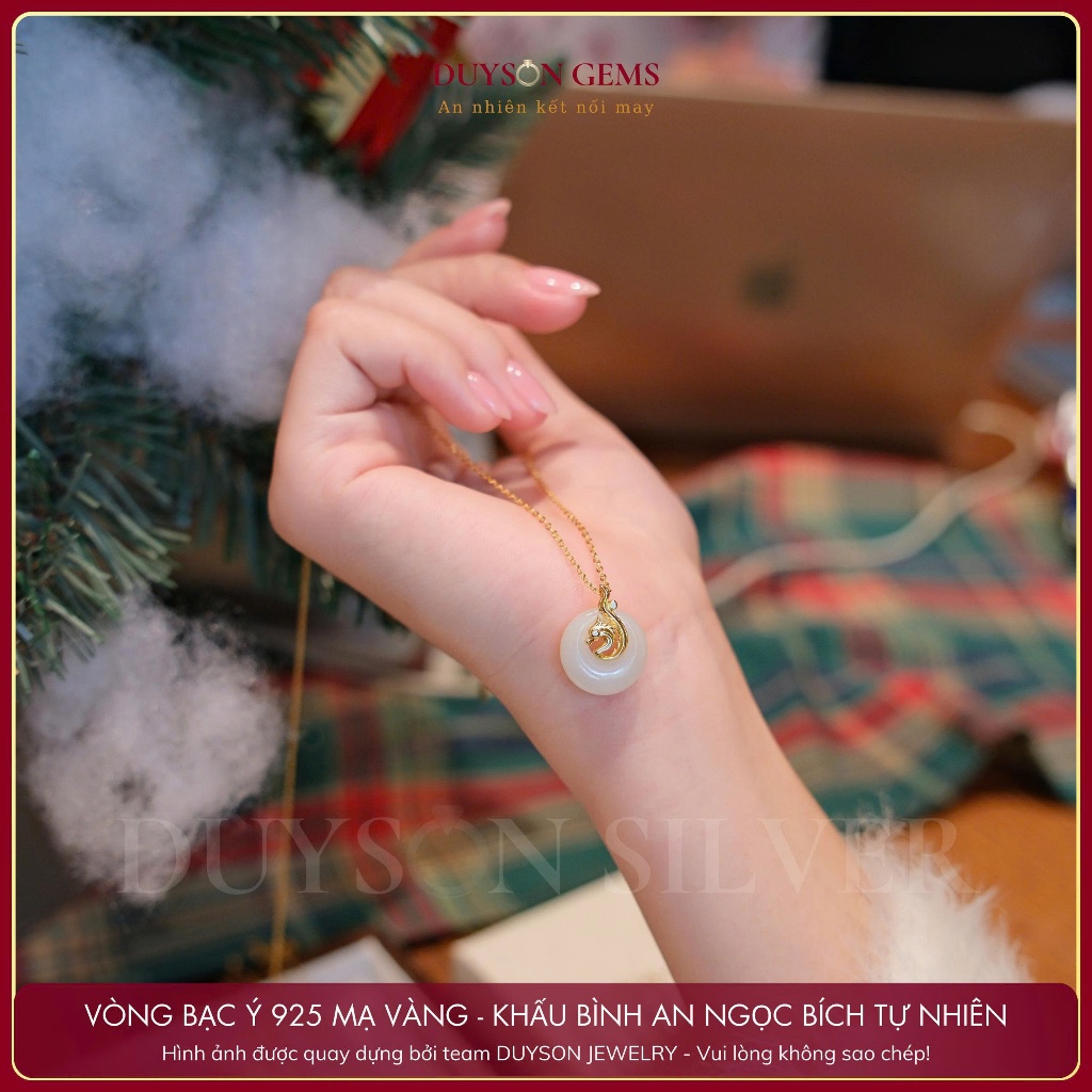 Dây chuyền 12 con giáp bạc 925 mạ vàng 18k Mix đồng điếu khấu bình an Ngọc bích Hòa Điền Duyson Gems | BigBuy360 - bigbuy360.vn