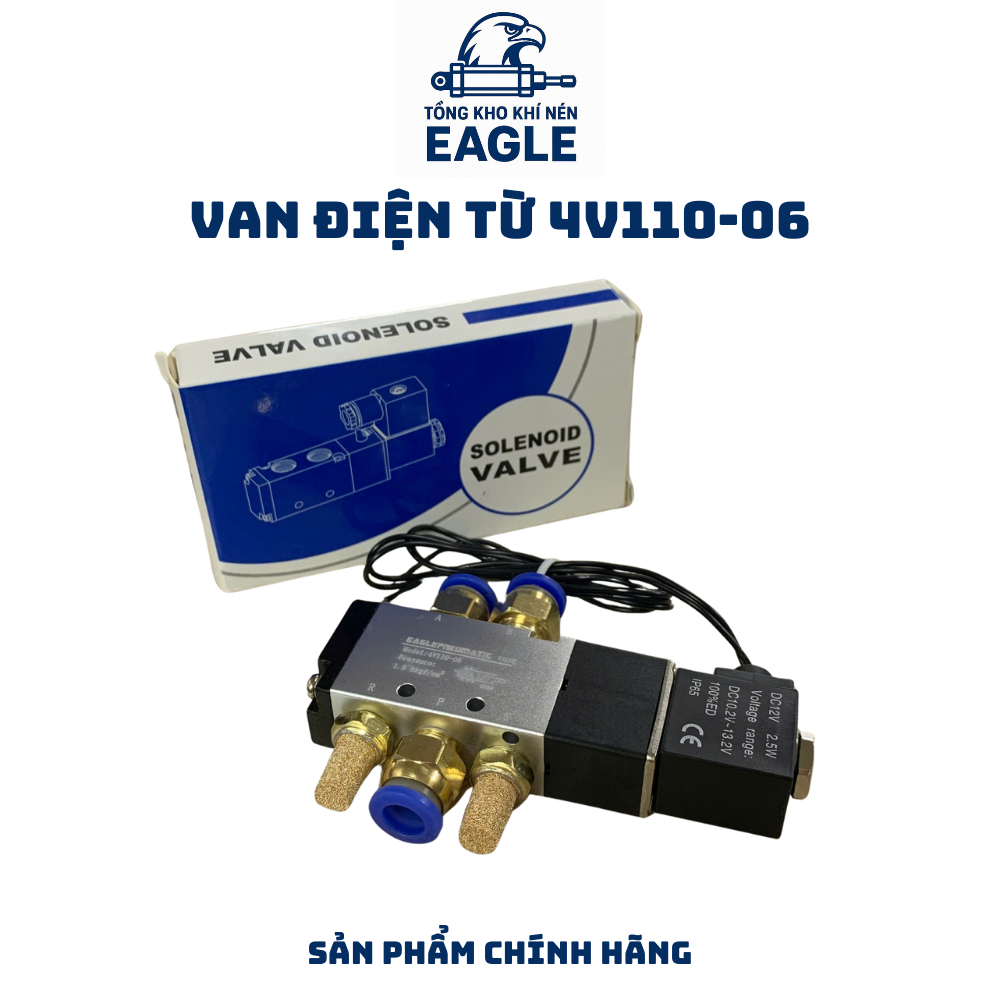 Van Điện Từ 4V110-06 ( Van 5 Cửa, 2 Vị Trí, 1 Đầu coil Điện, Ren 9,6mm ), Dùng Để Điều Khiển Xilanh 