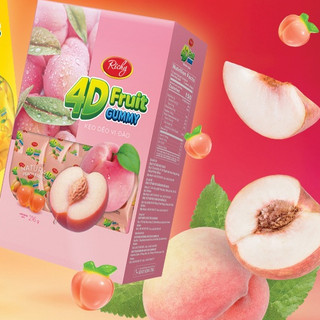 RA MẮT SẢN PHẨM MỚI Combo 2 Hộp/Túi Kẹo Dẻo Vị Trái Cây 4D Fruit Gummy 2 Vị Xoài & Đào