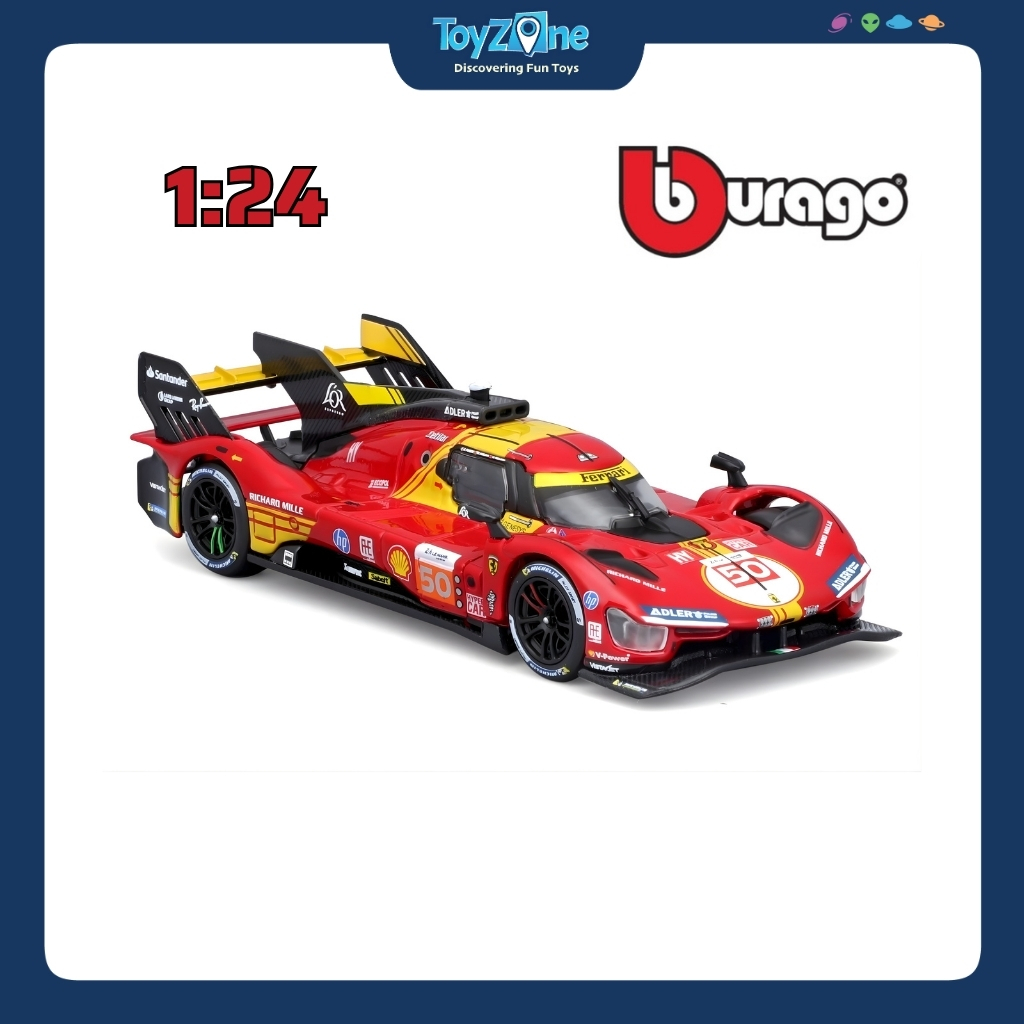 Mô hình xe Ferrari 499P Le Mans Hypercar 2024 Champion AF Corse 1:24 BBURAGO