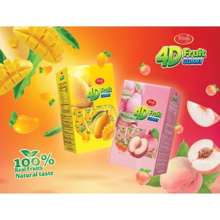 RA MẮT SẢN PHẨM MỚI Combo 2 Hộp/Túi Kẹo Dẻo Vị Trái Cây 4D Fruit Gummy 2 Vị Xoài & Đào