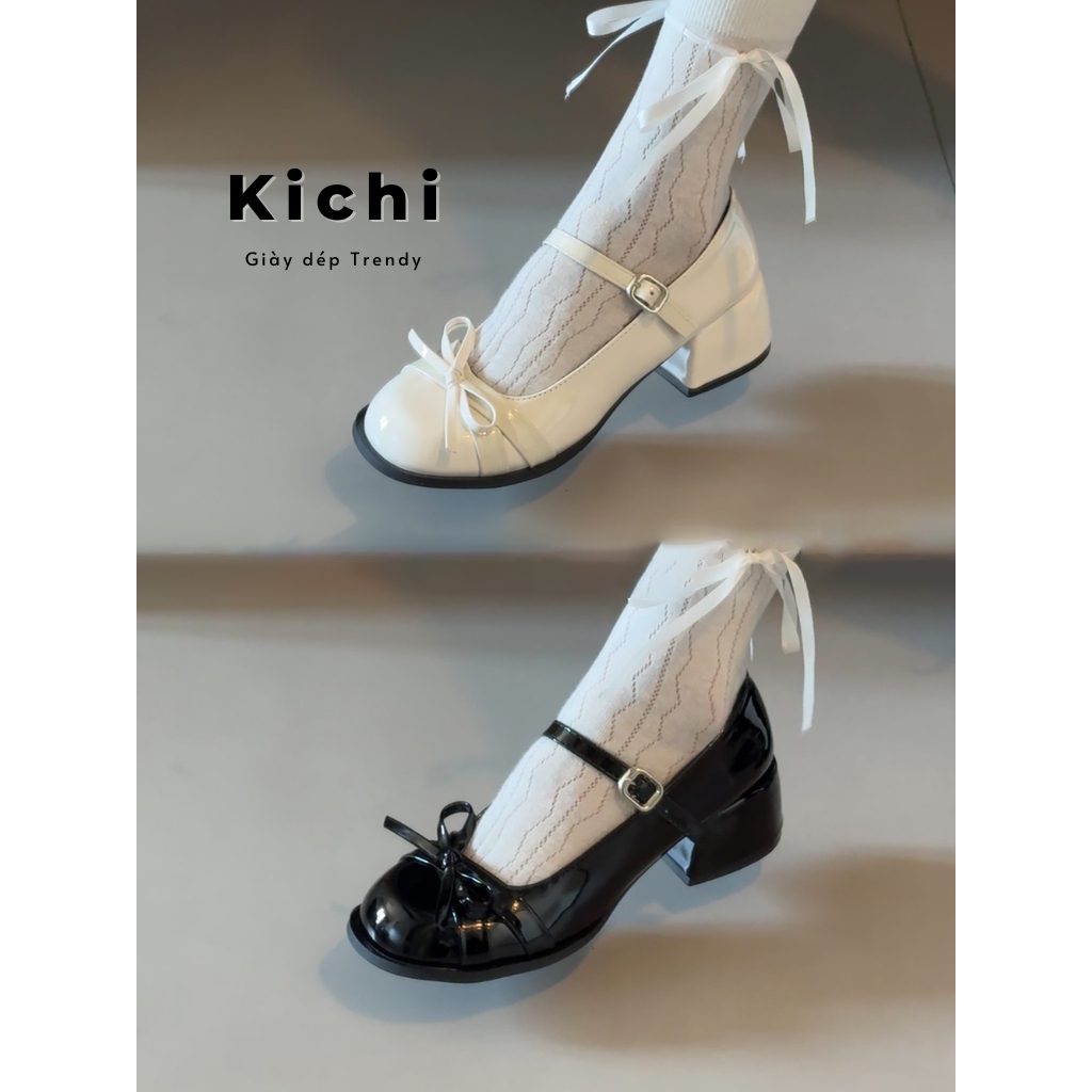 Giày búp bê mary jane KICHI giày nơ mũi tròn phong cách tiểu thư coquette cho nữ 𝟵𝟬𝟱