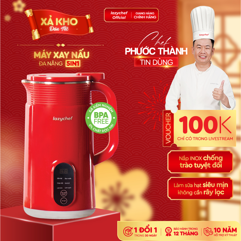 [KOC Live] Máy Làm Sữa Hạt Lazychef, Máy Xay Nấu Đa Năng, Nấu Soup, Máy Xay Sinh Tố, Smoothie, Chính