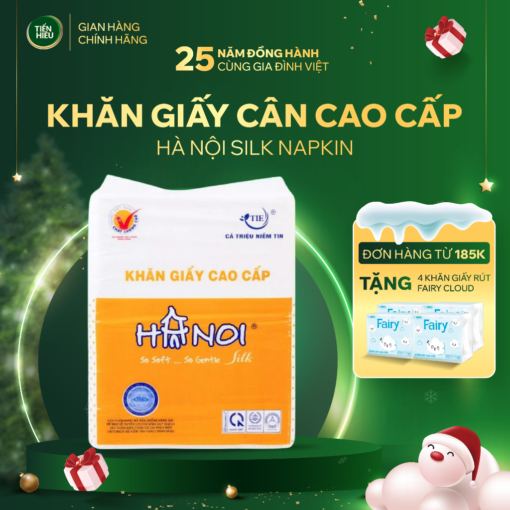COMBO Khăn Giấy Cân Cao Cấp Hanoi Silk Napkin 3 Lớp Mềm Mịn Tiện Lợi Khổ 240 x 240mm 500 Tờ 1kg