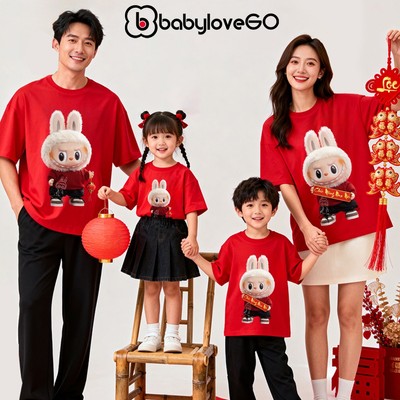 Áo Tết gia đình BabyloveGO áo thun năm mới Happy New Year chất thun cotton mềm mịn
