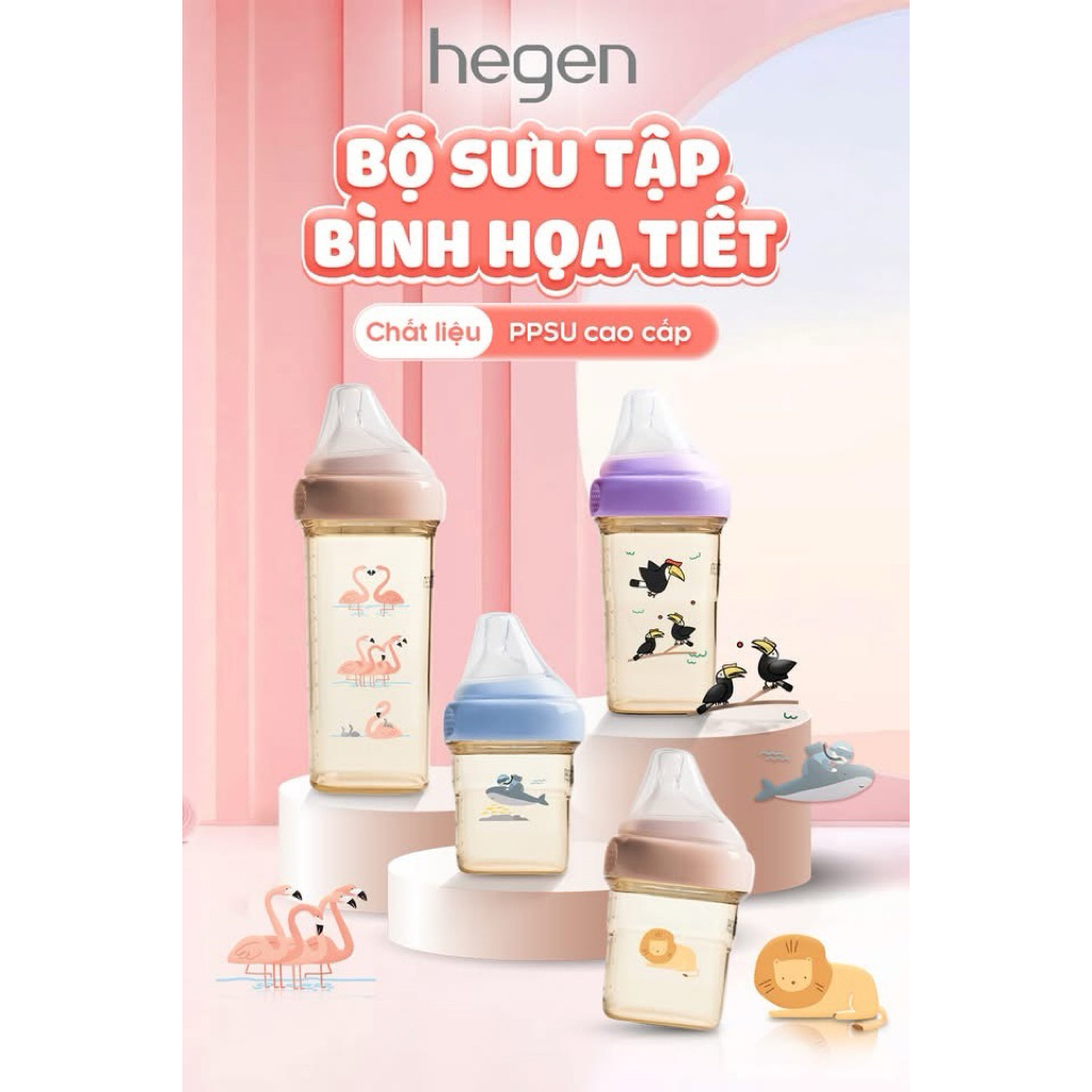Bình sữa Hegen 330ml in hoạ tiết