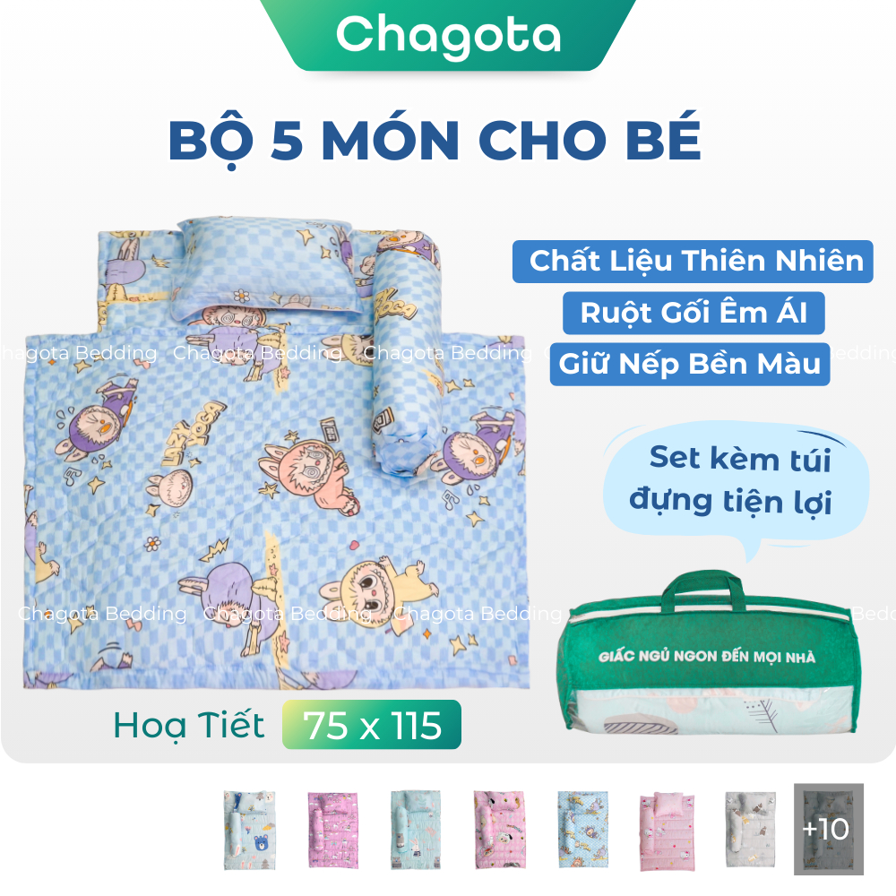 Bộ Chăn Nệm Cho Bé Đi Học Tencel Microfiber size 75x115cm Chagota Bedding Nhỏ Gọn Gấp Gọn Tiện Lợi Kèm Túi Tiện Lợi | BigBuy360 - bigbuy360.vn