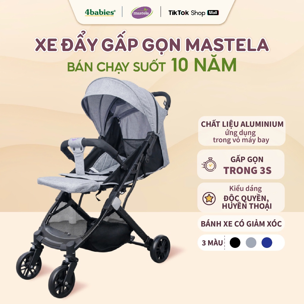 Xe Đẩy Gấp Gọn Cho Bé Mastela 275 Đa Chức Năng,Chất Liệu Aluminium, Gấp Gọn Mang Theo Xe Máy, Oto, M