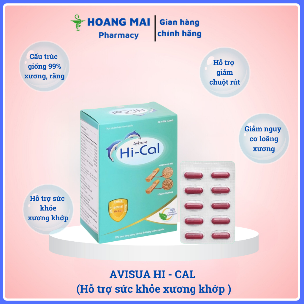 Viên uống  Hi-Cal Avisua Bổ sung canxi  cho xương chắc khoẻ, phòng ngừa loãng xương ( Hộp 60 viên )