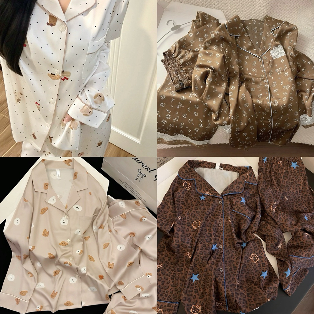 ĐỒ NGỦ  PIJAMA NỮ LỤA SATIN CAO CẤP TAY DÀI QUẦN DÀI LỤA NHUNG TUYẾT MEY TRẦN