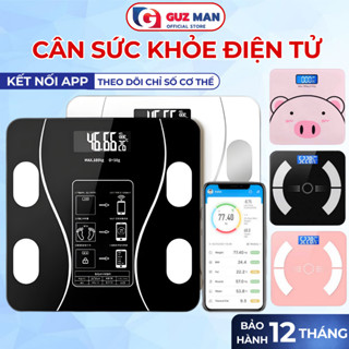 Cân điện tử sức khỏe thông minh Sạc USB Kết Nối Bluetooth Phân tích chỉ số cơ thể qua App màn hình LED tặng Thước Dây Đo
