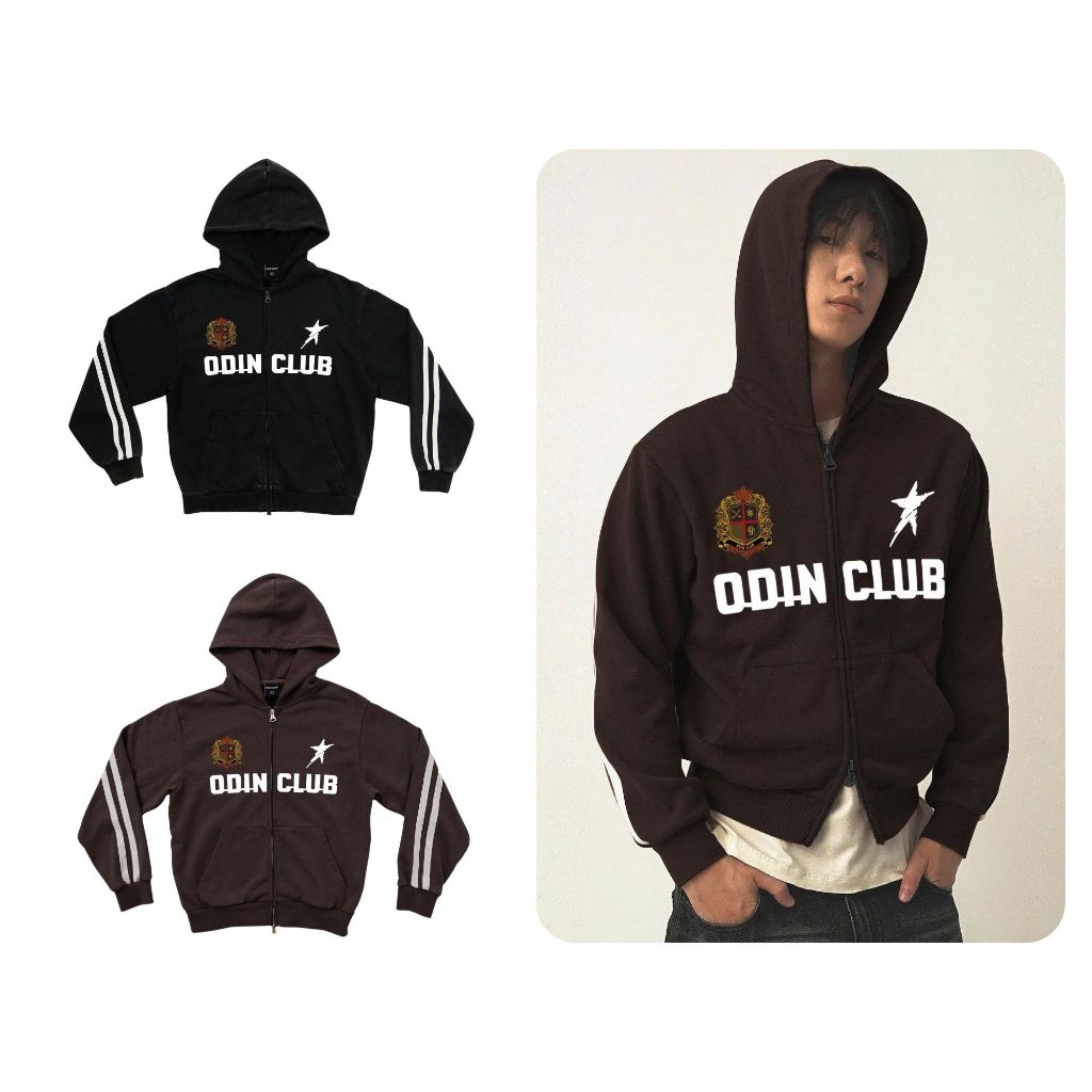 Áo Hoodie Jacket Ninety ODIN CLUB, Áo khoác có mũ nam nữ form fit tôn dáng, khóa kéo 2 đầu tiện lợi,