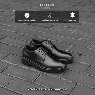  Giày tây Derby nam LEMANS màu đen GC08.1 - da bò  đế thơm tăng chiều cao 4cm bảo hành 24 tháng 