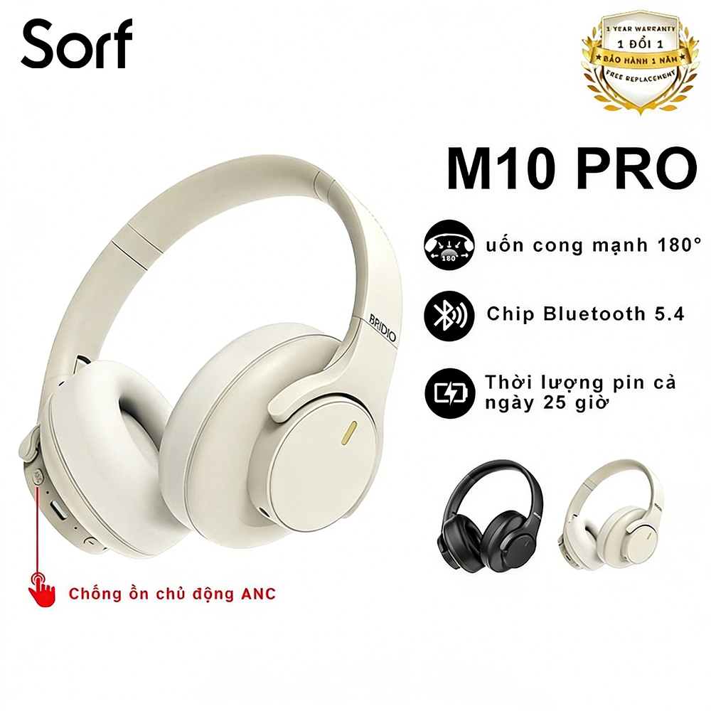 Sorf M10 Tai Nghe Bluetooth Pro | ANC Khử Ồn, Loa 40mm Bass Sâu | Pin Trâu 40h, Đàm Thoại Rõ Nét, Bl