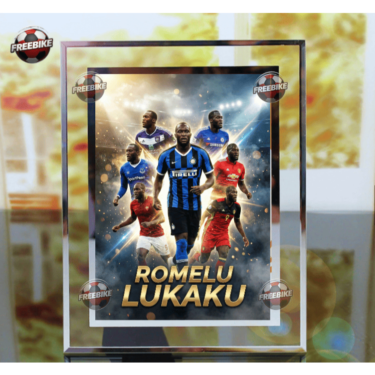 KHUNG POSTER ROMELU LUKAKU BẰNG KÍNH PHA LÊ CAO CẤP