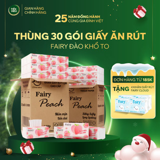  Thùng Khăn Giấy Ăn Rút Fairy Đào Khổ To 3 Lớp Siêu Dai Mềm Mại Tiện Lợi An Toàn Cho Da 450 Tờ 
