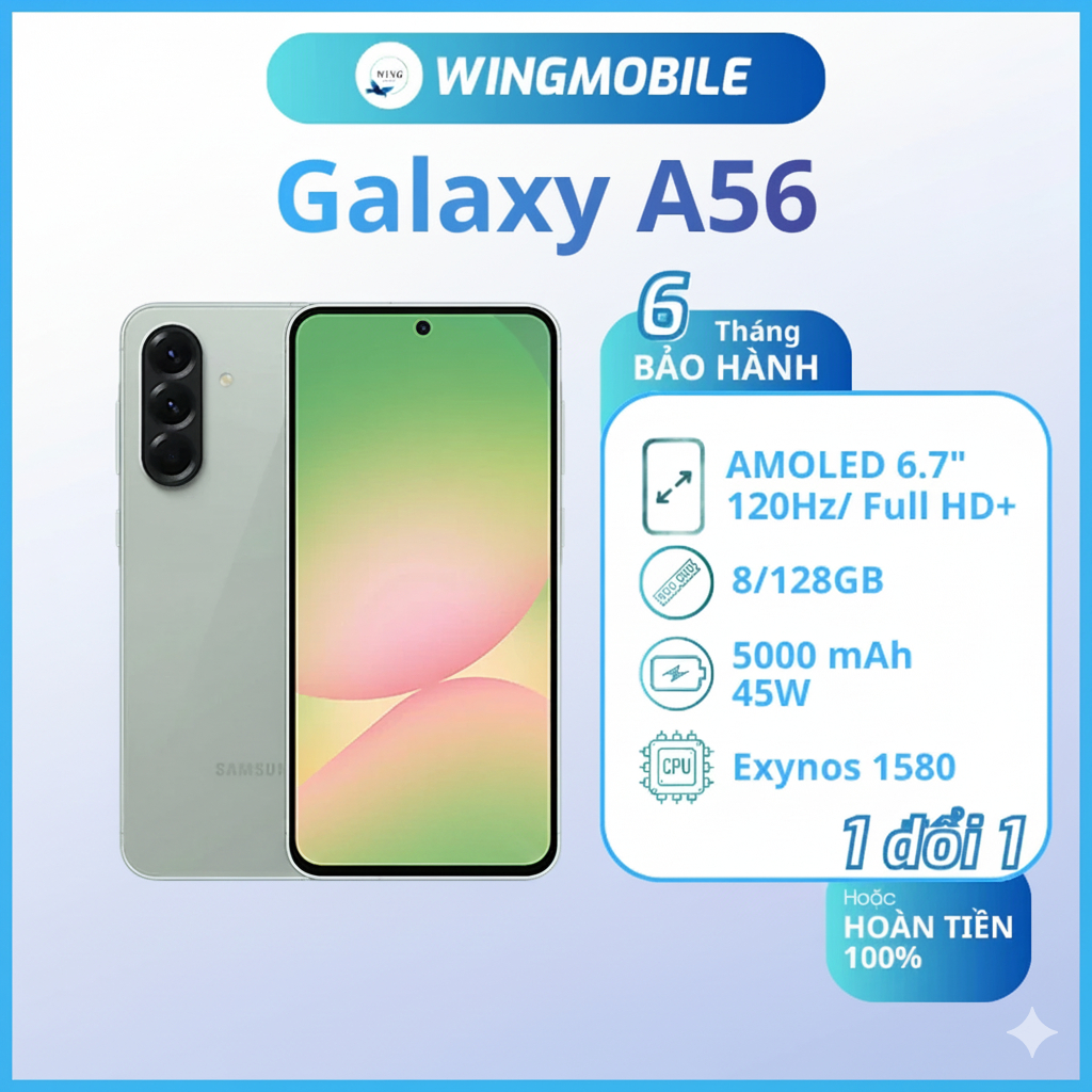 ĐT SS Galaxy A56 5G, ram 8/128GB, màn lớn, pin khoẻ, NEWSEAL CHÍNH HÃNG - Wingmobile