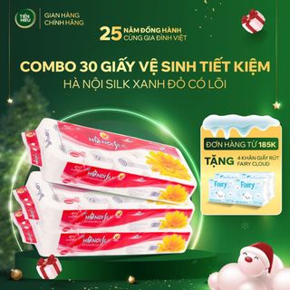  Giấy Vệ Sinh Hà Nội Silk Không Lõi Có Lõi 3 Lớp Combo Tiết Kiệm 1 Dây 10 Cuộn - Tặng Bịch Giấy Ăn Rút Fairy Sen 270 Tờ 