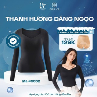  Áo Giữ Nhiệt Nữ Cao Cấp Tay Dài Định Hình Tôn Dáng Santony Có Mút Ngực Phối Đồ Hương Hoa Trà 5532 