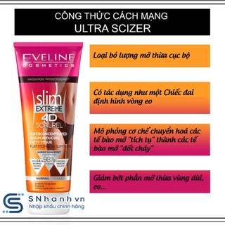 Kem tan mỡ Slim Extreme 3D - 4D Eveline Tuýp 250ml