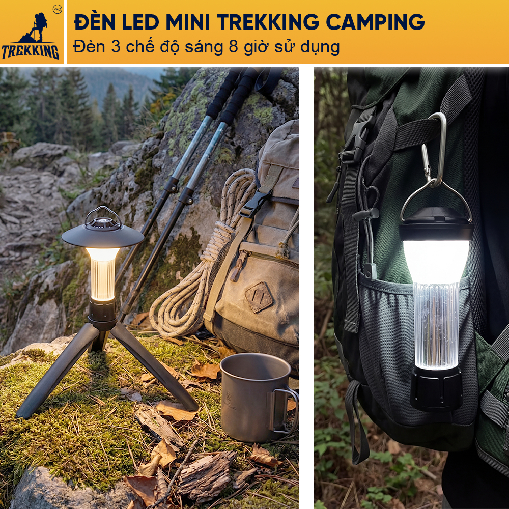 Đèn pin mini trekking Đèn Camping, Đèn Led, Đèn Tích Điện Có Thể Làm Sạc Dự Phòng, Đèn Led Dã Ngoại,