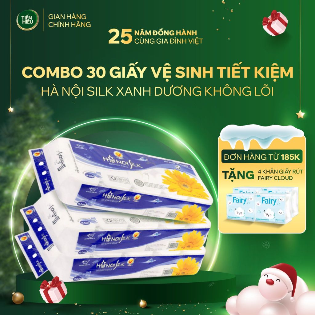 (Kiểm tra kĩ quà tặng trong đơn hàng nếu có) COMBO Giấy Vệ Sinh Hanoi Silk 3 Lớp Không Lõi Và Có Lõi