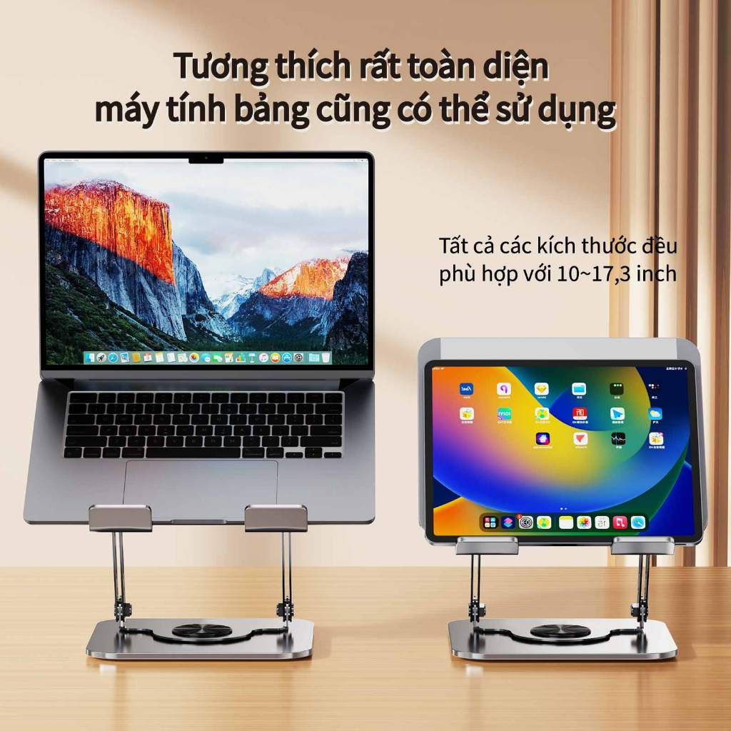 Giá đỡ laptop Kim loại có thể gấp gọn xoay 360 độ điều chỉnh được độ cao giúp tản nhiệt laptop giá đỡ laptop gấp gọn | BigBuy360 - bigbuy360.vn