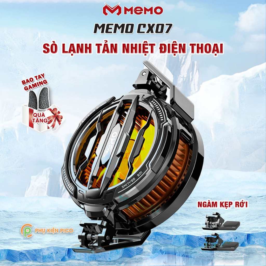 Quạt sò lạnh tản nhiệt điện thoại máy tính bảng Memo CX07 / CX10 / CX12 sò lạnh từ tính led RGB làm 