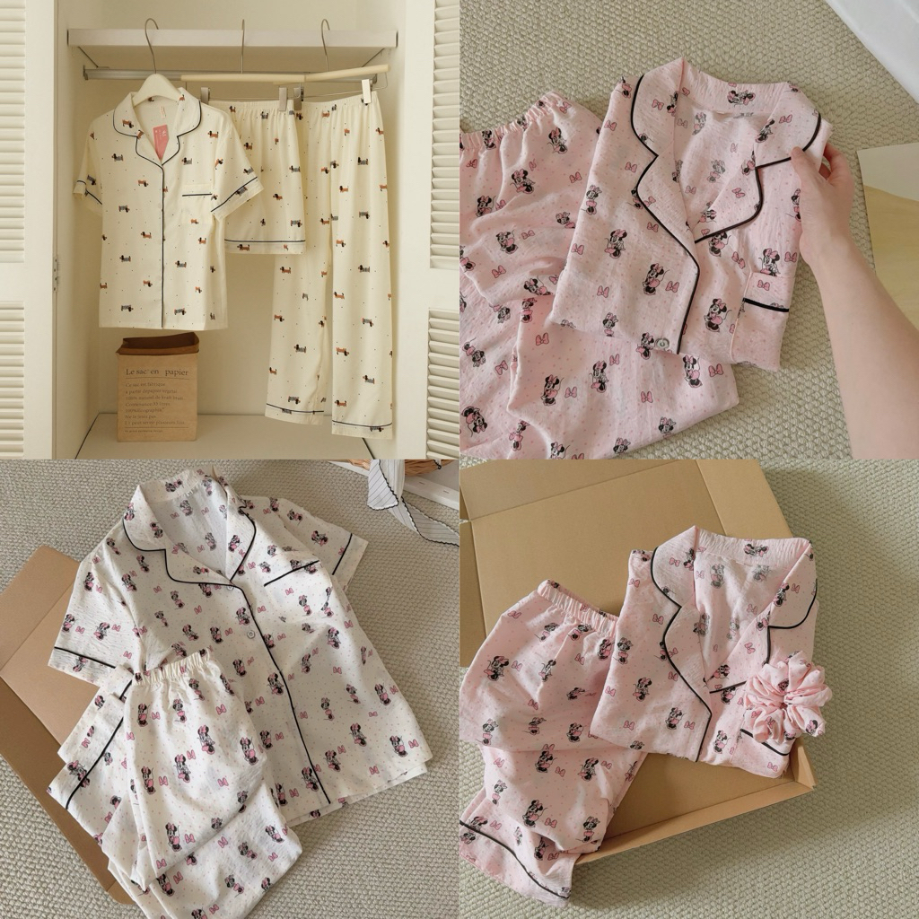 SET 3 MÓN ĐỒ PIJAMA HOẠ TIẾT DỄ THƯƠNG CAO CẤP MEY TRẦN HÈ 2025