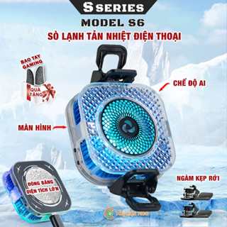  Quạt tản nhiệt điện thoại sò lạnh từ tính S6 tích hợp AI thông minh Led RGB Gaming có màn hình hiển thị nhiệt độ 