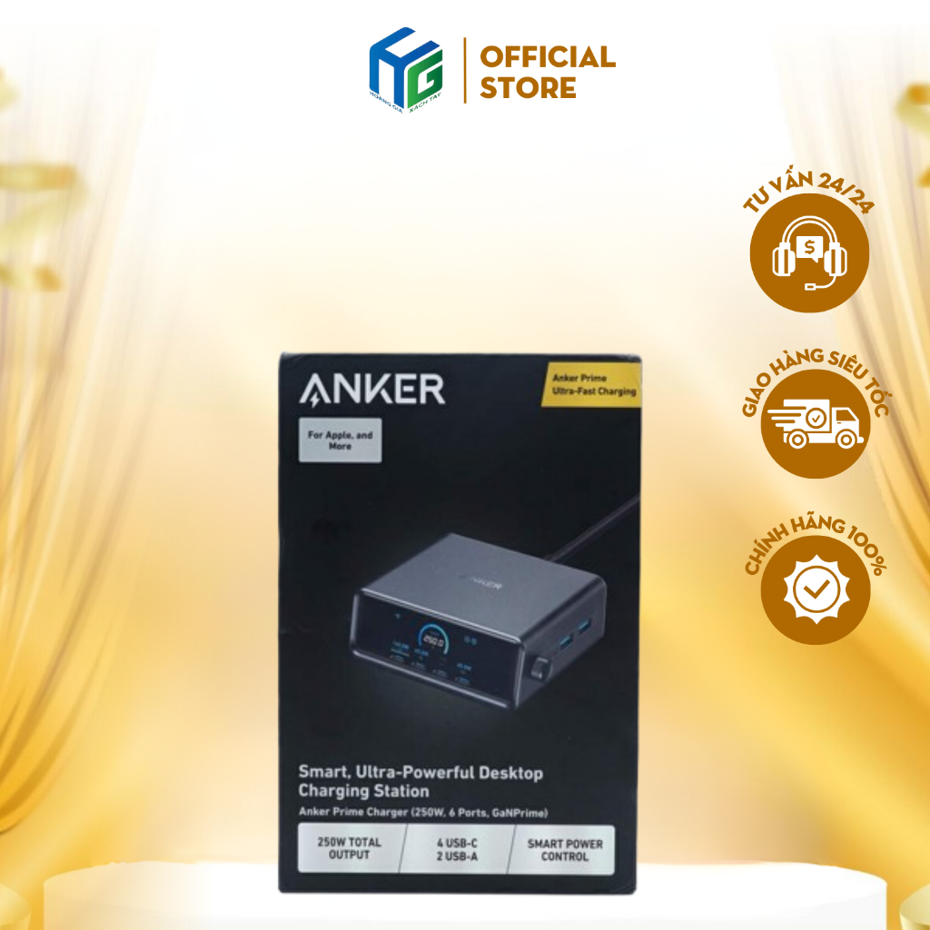 [Hỏa Tốc - HCM]Sạc Anker Prime A2345 250W GaN 6 Cổng USB-C USB-A | Trạm Sạc Để Bàn | Hàng Chính Hãng