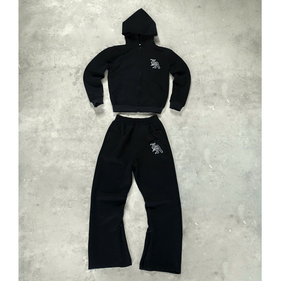 LA DRIP Zip Hoodie Set – Nỉ 2 Da 340GSM