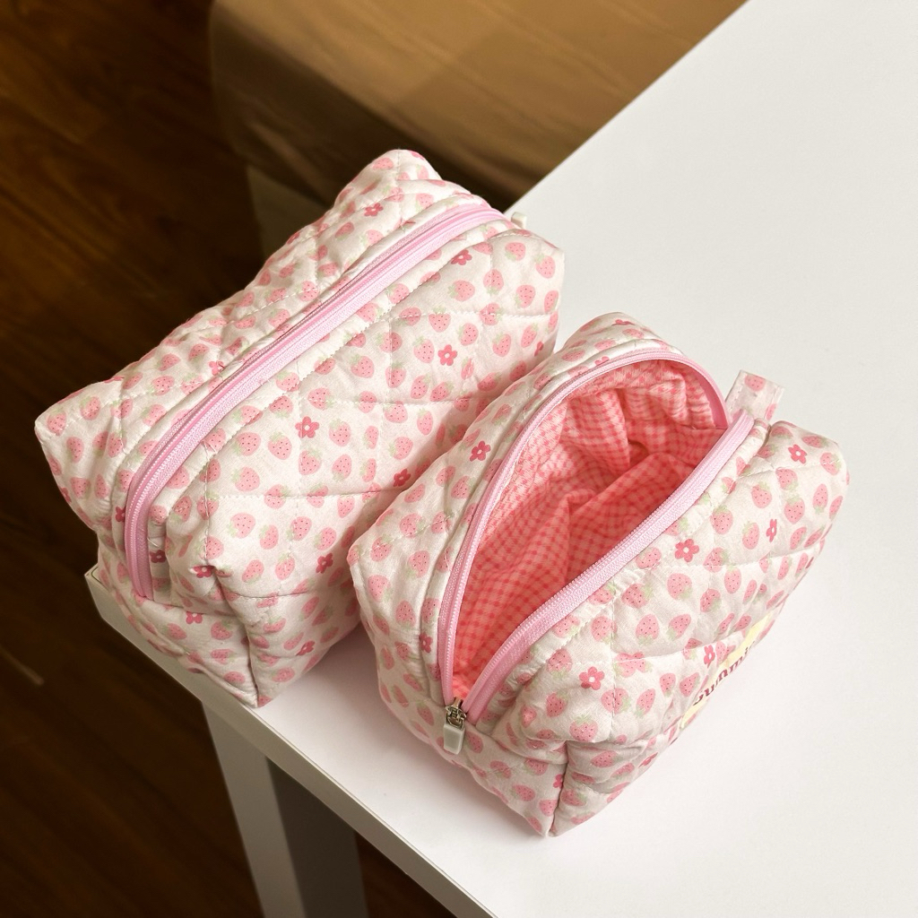 Túi Pouch Chần Bông Túi Make Up Nhiều Màu Túi Đựng Mỹ Phẩm Zipper Chống Tuột Túi Vải Gummies Corner