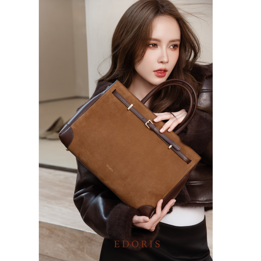 Túi xách Tote nữ da lộn cao cấp EDORIS - 60069