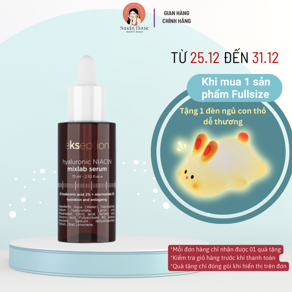 [CHÍNH HÃNG] Serum HA + 5% B3 tinh chất NIACIN B3 sáng da, mờ thâm mụn Ekseption Hyaluronic Niacin 7