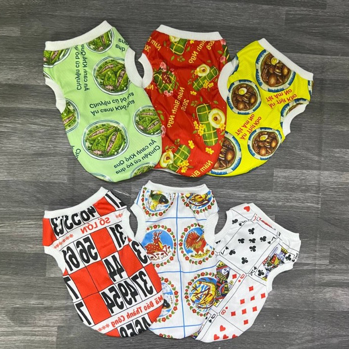 Áo Tết, Áo Lá Bài, Áo Bầu Cua, Áo Lô Tô, vải Thun Gân mịn co giãn, dành cho Thú Cưng, Chó, Mèo từ 800g-28kg