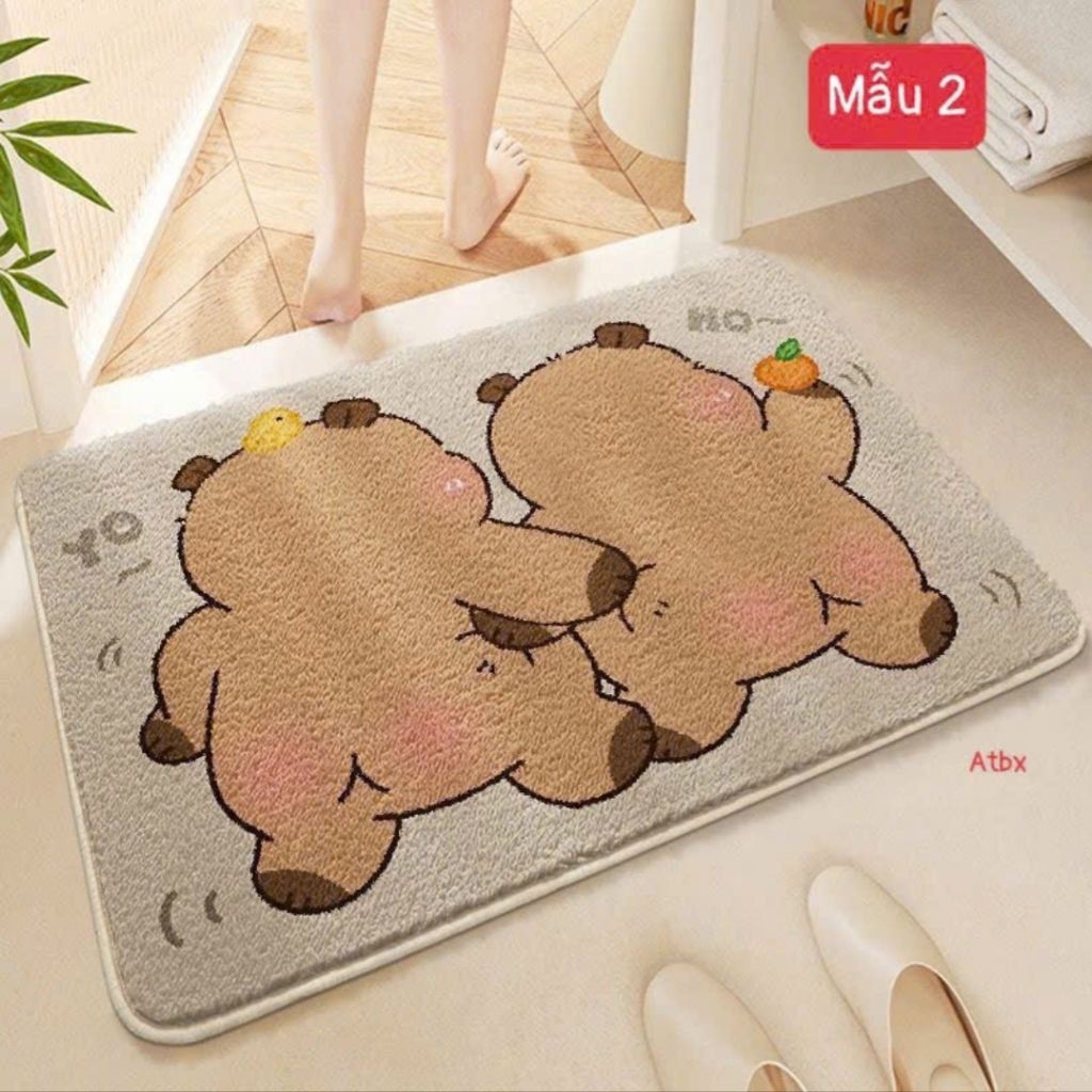 Thảm Lau Chân Hình CAPYBARA Kích Thước 40x60 Thảm Nỉ Lông