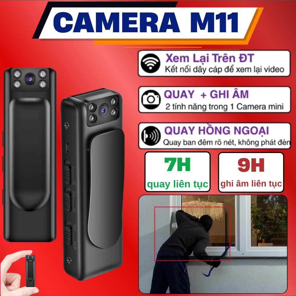 Camera mini không dây 1080 full HD sắc nét - Máy ghi hình ổn định, Hồng Ngoại Ban Đêm, Ghi Âm Chống Ồn, Camera Kẹp Áo