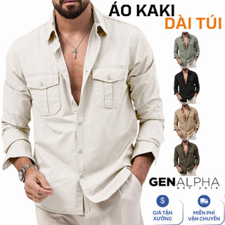  Áo sơ mi kaki nam dài tay form rộng GEN APLPHA cao cấp sơ mi kaki 2 túi dày dặn chuẩn kaki 