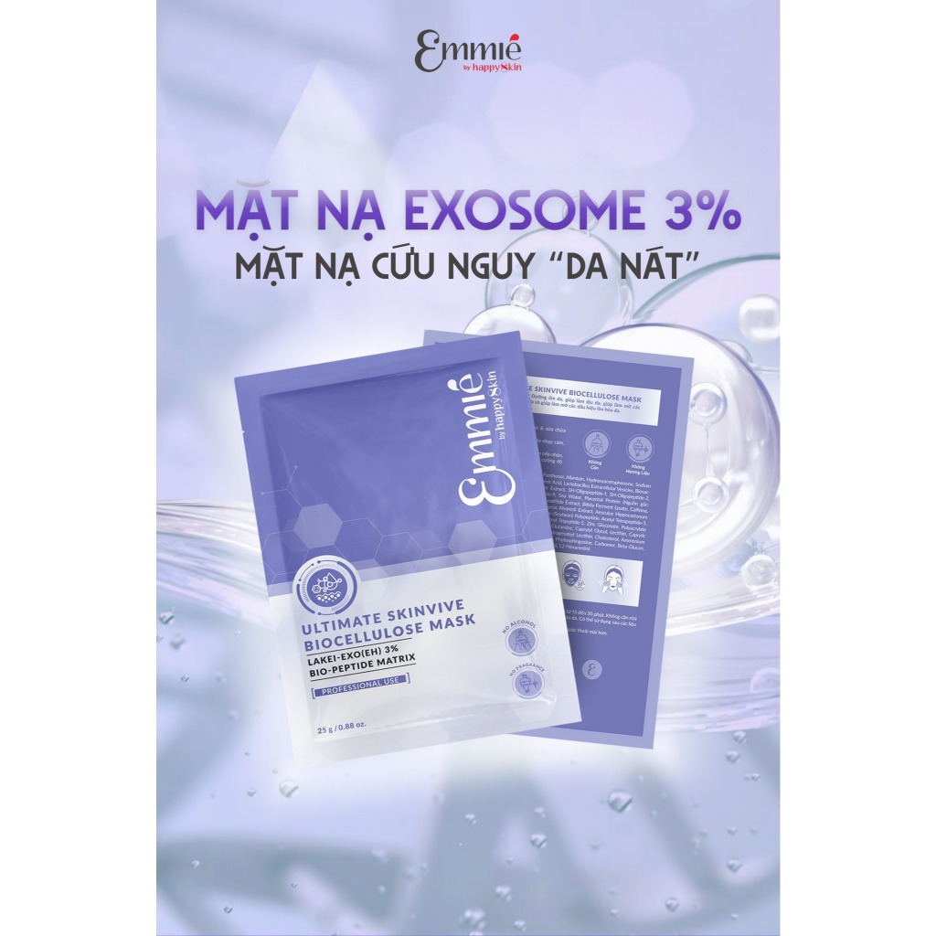 Mặt nạ Exosome Ultimate Skinvive Biocellulose Mask 25gx4 Emmie by HappySkin
