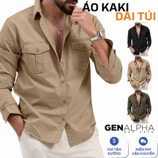  Áo sơ mi kaki nam dài tay form rộng GEN APLPHA cao cấp sơ mi kaki 2 túi dày dặn chuẩn kaki 