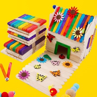 Que Kem Gỗ 15x1.8cm – Que Gỗ DIY Màu Trơn & Nhiều Màu, Làm Handmade, Mô Hình, Trang Trí (Bịch 50 Que)