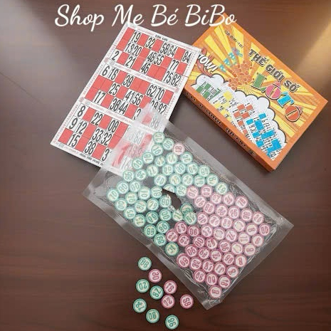 Lô tô số hộp cam - Loto - lô tô cam - Bộ Cờ Lô Lô số giải trí có 90 số THẾ GIỚI SỐ Chất liệu Gỗ giấy