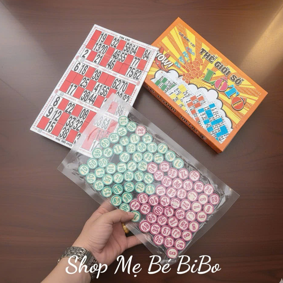 Trò chơi lô tô 90 số THẾ GIỚI SỐ bằng giấy và gỗ trò loto - Cờ Lô Tô SỐ ÉP