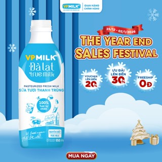   Chỉ giao HCM  Sữa Tươi Thanh Trùng VPMilk Đà Lạt True Milk - không đường 950ml 